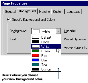 Select a background color from the drop-down list