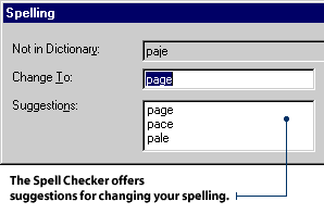 Select a word from the Suggestions list