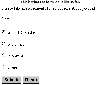 Your form so far