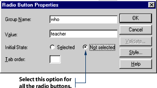 Choosing not selected
