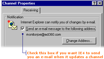 IE4 can notify you after it has updated a channel