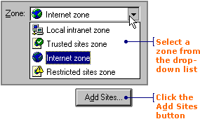 Select a zone from the list