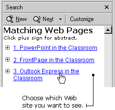 Matching web page search