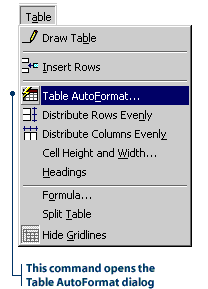 Selecting AutoFormat