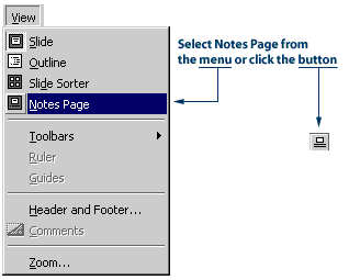 Selecting Notes Page