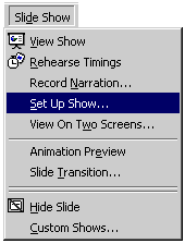 Selecting Set up Show option