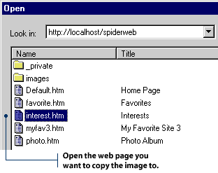 Select a new page or HTML document