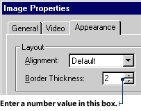 Enter a value or use the spin control to adjust the border size