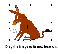 When you move the image, you will see a small rectangle attached to the cursor.