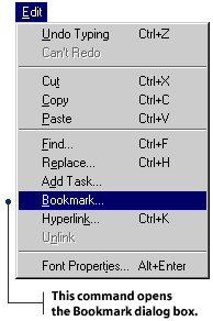 Use this command to open the Bookmark dialog box