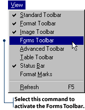 Activate the Forms Toolbar