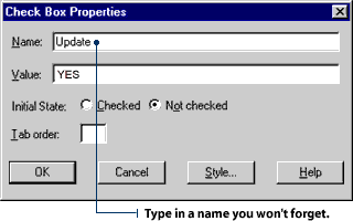 Naming your check box