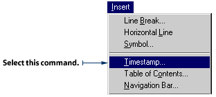 Select Timestamp from the Insert menu