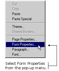 Right-click over the form to open this menu.