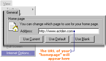 Set IE4's opening page to anything you want.
