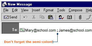 Use a semi-colon to separate each address