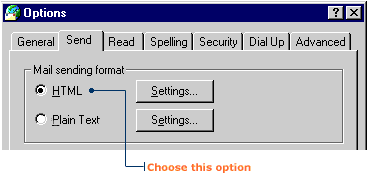 Select the option button to enable HTML formatting