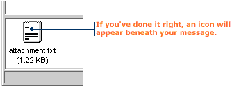 Notice how the icon shows the size of the attached file