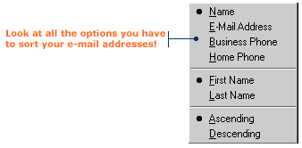 Place a black dot next to the options that you want