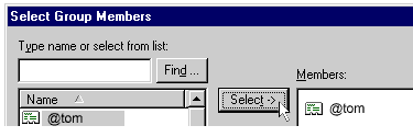 Click the Select button to make names appear in the list on the right-hand side