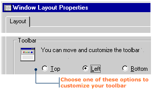 Select an option button to move the toolbar to a new location