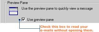 checking the preview pane
