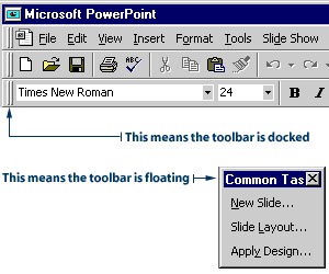 Docked and Floating Toolbars