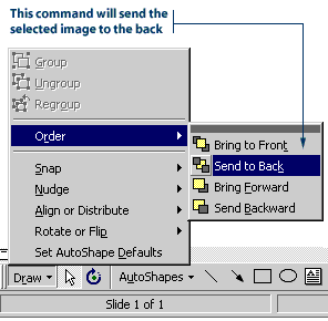 Send to back command