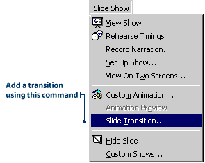 Selecting a transition