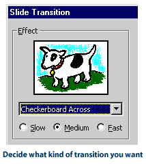 Selecting a transition