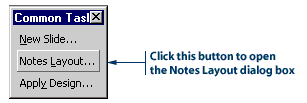 Notes Layout button