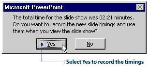 Presentation time dialog box
