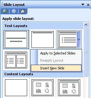 Insert New slide button