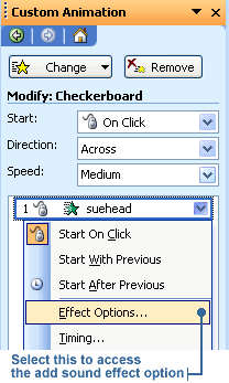 Select the Effect Options