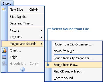 Selecting Sound option