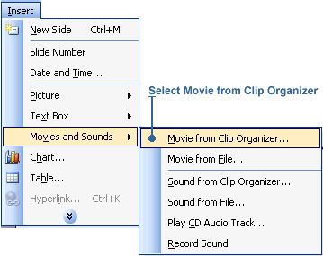 Selecting Movie from Clip Organizer