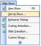 Selecting Set up Show option