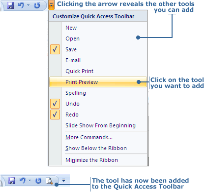Add Buttons to the Quick Access Toolbar