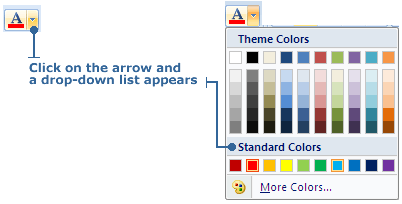 Arrow reveals a drop-down list