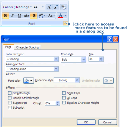 Revealing the dialog box