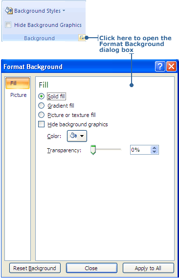 Selecting Background