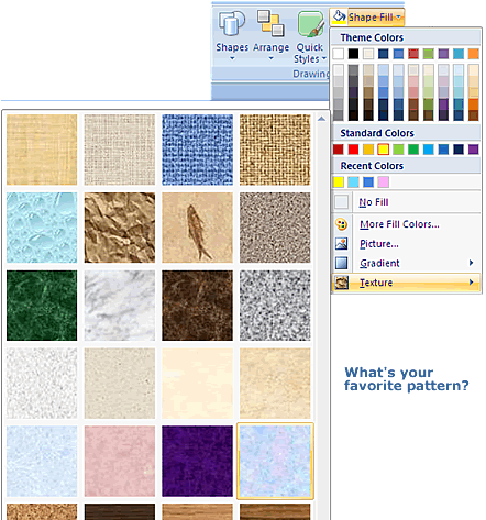 Textures to choose from