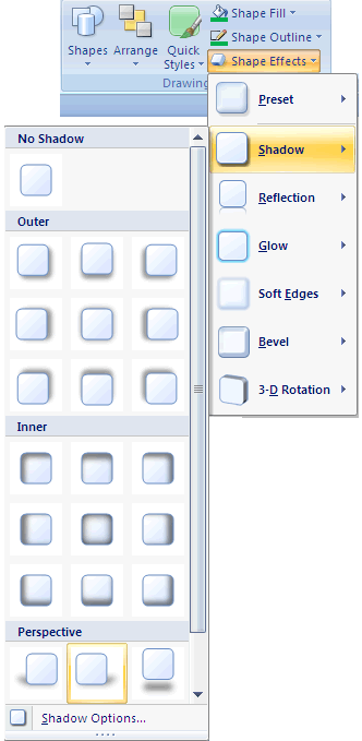 Selecting a shadow style