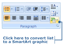 Convert to SmartArt Graphic tool