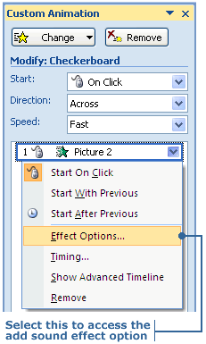 Select the Effect Options