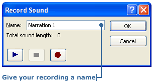 Record Sound dialog box