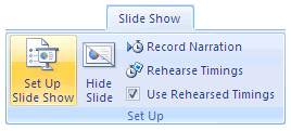 Selecting Set up Show option