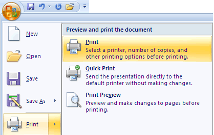 Selecting the Print command